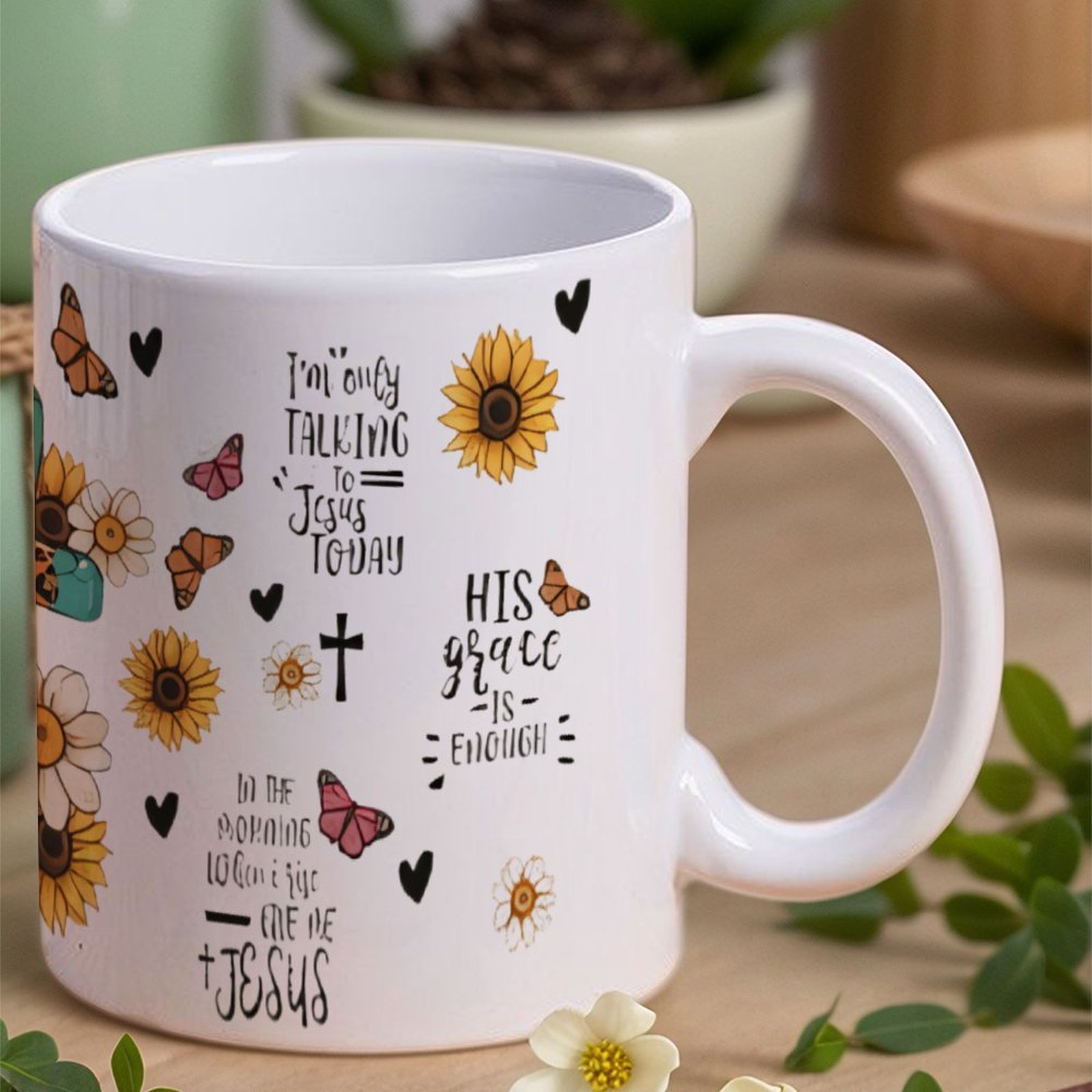A Cross Surrounded By Sunflowe - Sublimation Mug White 评论和价格