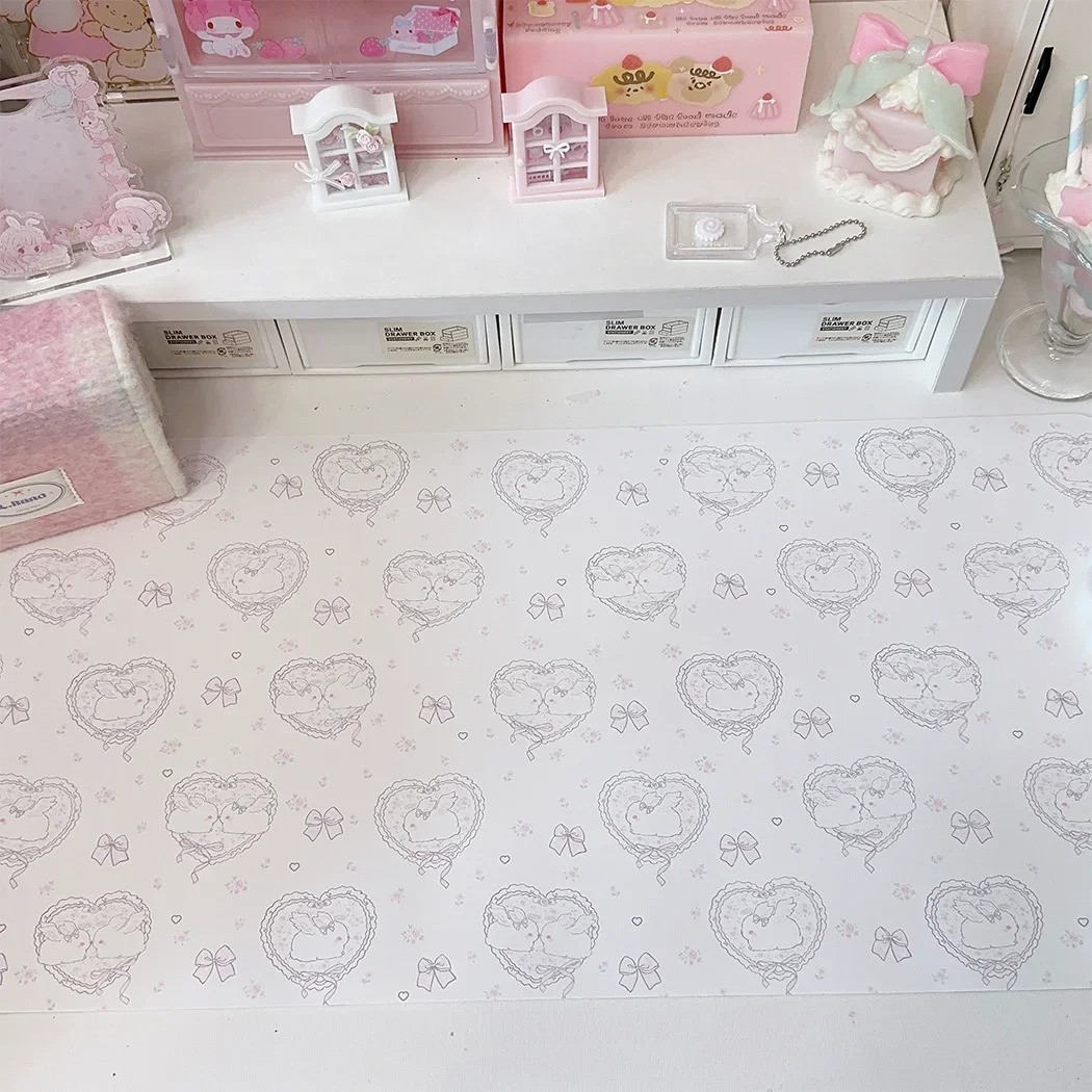 Kawaii Pink Rabbit Leather Des - Mouse Pad Blank Sublimation 评论和价格