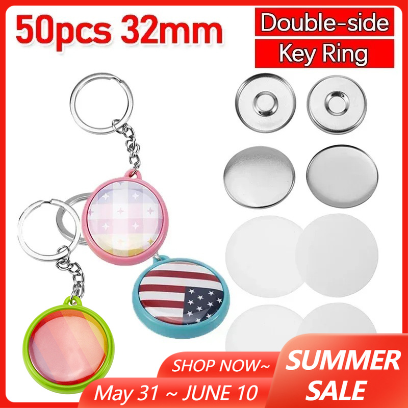 50pcs/Set 32mm Double-side Key - Button Badge Blank 评论和价格