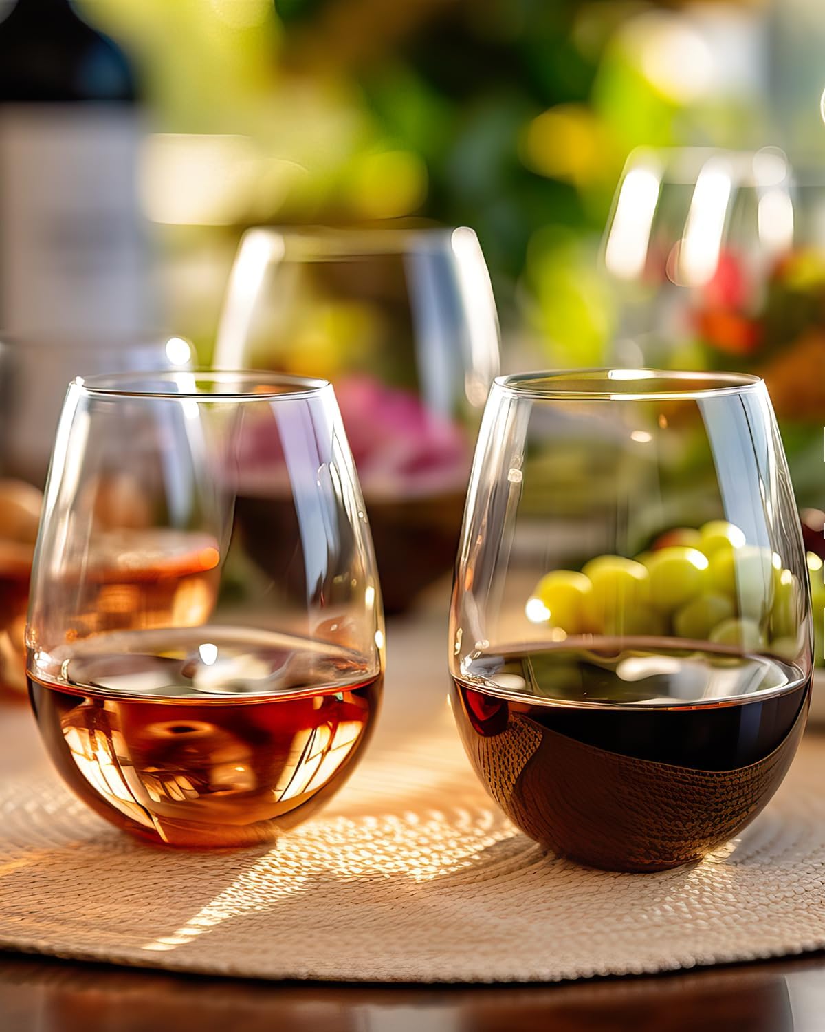 Stemless Wine Glasses Set of 4 - Tumbler 20Oz White 评论和价格